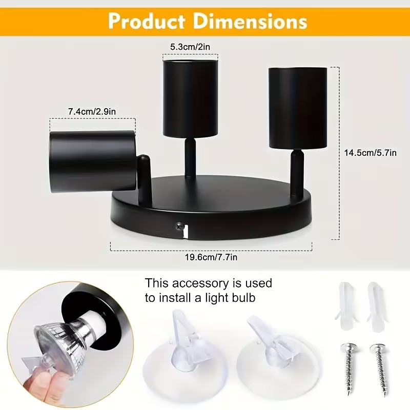 1pc ceiling light 3 head rotatable gu10 ceiling light spotlight bar ceiling light black white modern ceiling light suction light for kitchen bedroom living room bulb not included Product details 2