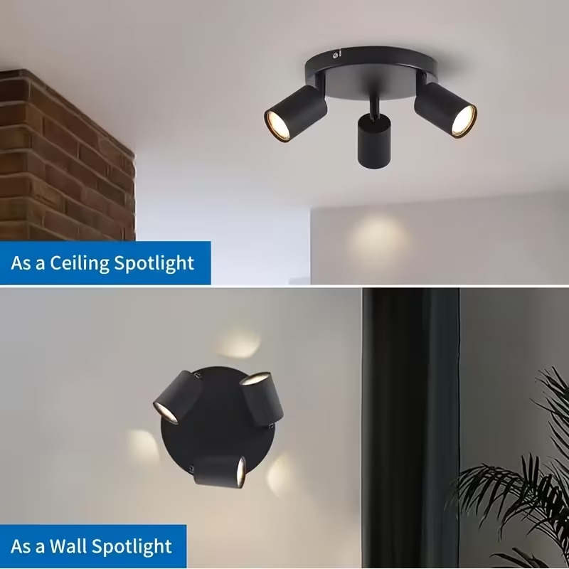 1pc ceiling light 3 head rotatable gu10 ceiling light spotlight bar ceiling light black white modern ceiling light suction light for kitchen bedroom living room bulb not included Product details 3