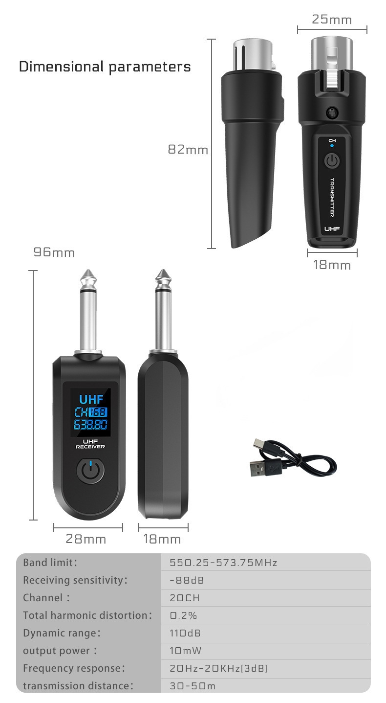XTUGA prix usine S2 émetteur filaire dynamique Microphone Conversion adaptateur de Microphone sans fil guitare micro émetteur XLR