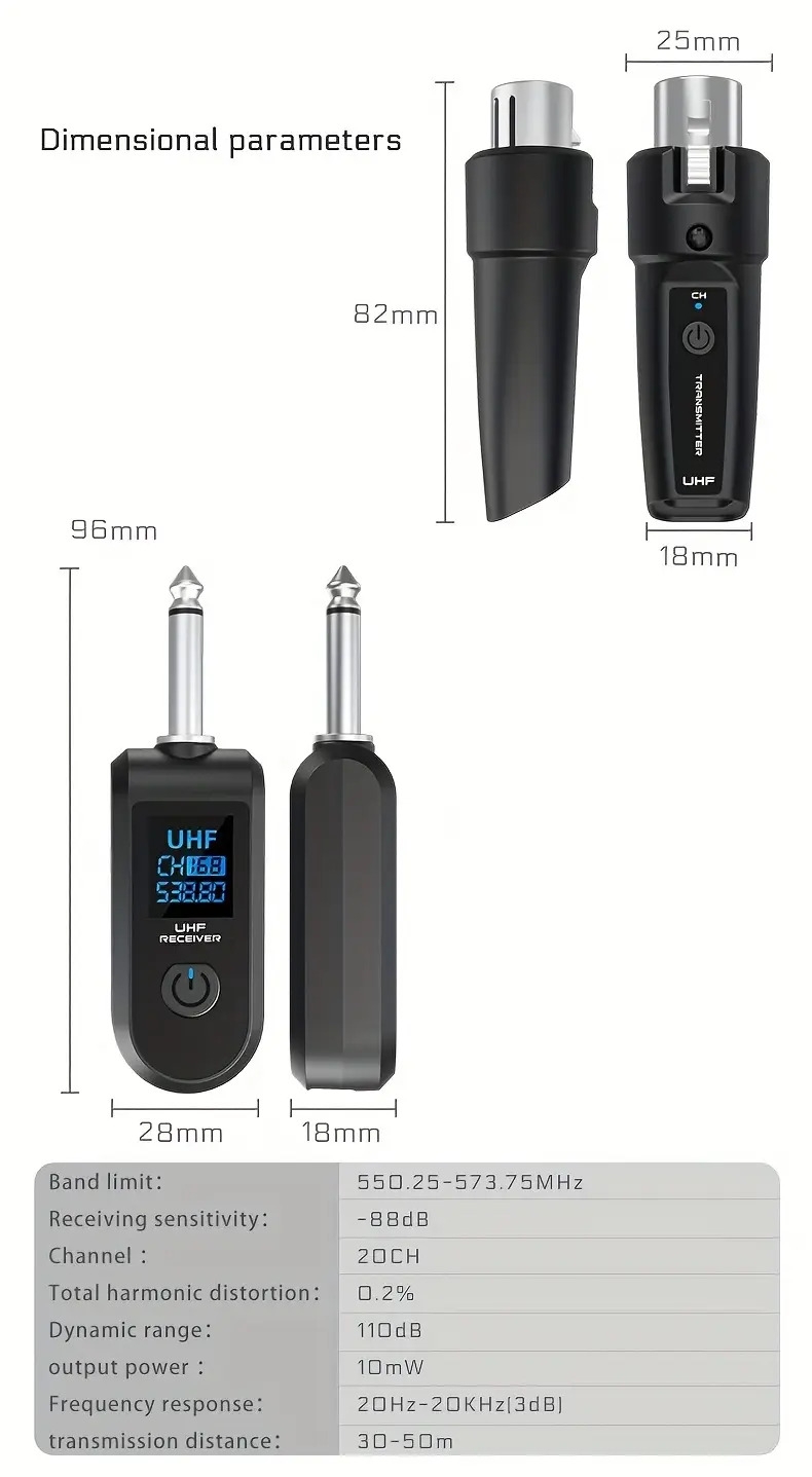 xlr adapter system wireless microphone transmitter receiver system for dynamic microphone guitar audio mixer pa system wireless function of transmitter Product details 14