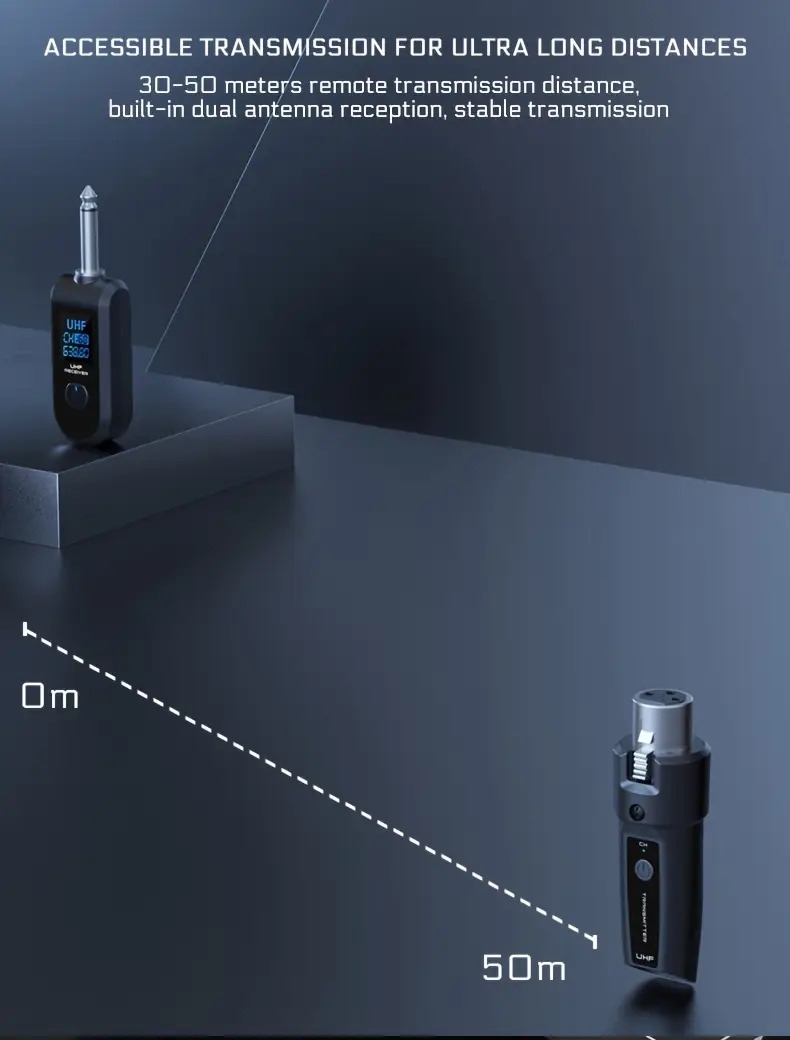 xlr adapter system wireless microphone transmitter receiver system for dynamic microphone guitar audio mixer pa system wireless function of transmitter Product details 9