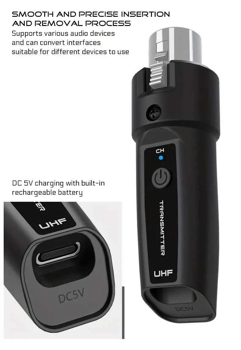 xlr adapter system wireless microphone transmitter receiver system for dynamic microphone guitar audio mixer pa system wireless function of transmitter Product details 8