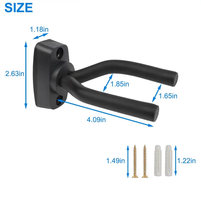 10 个吉他挂钩，适用于各种尺寸的吉他、低音吉他、曼陀林、班卓琴，可安装在墙上 商品详情 2
