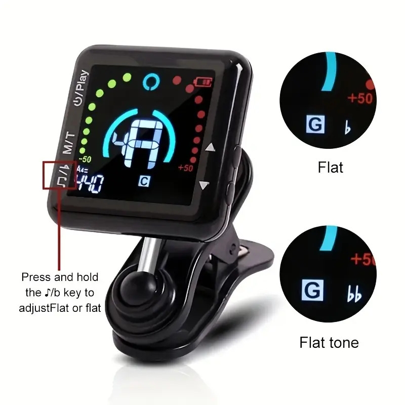 吉他调音器和节拍器，适用于电吉他、贝斯、尤克里里、小提琴 - usb可充电电子音高训练器，音乐练习工具，乐器调音设备，便携式设计，小巧紧凑，耐用结构，精准调音，适合贝斯手、尤克里里音乐人 商品详情 4