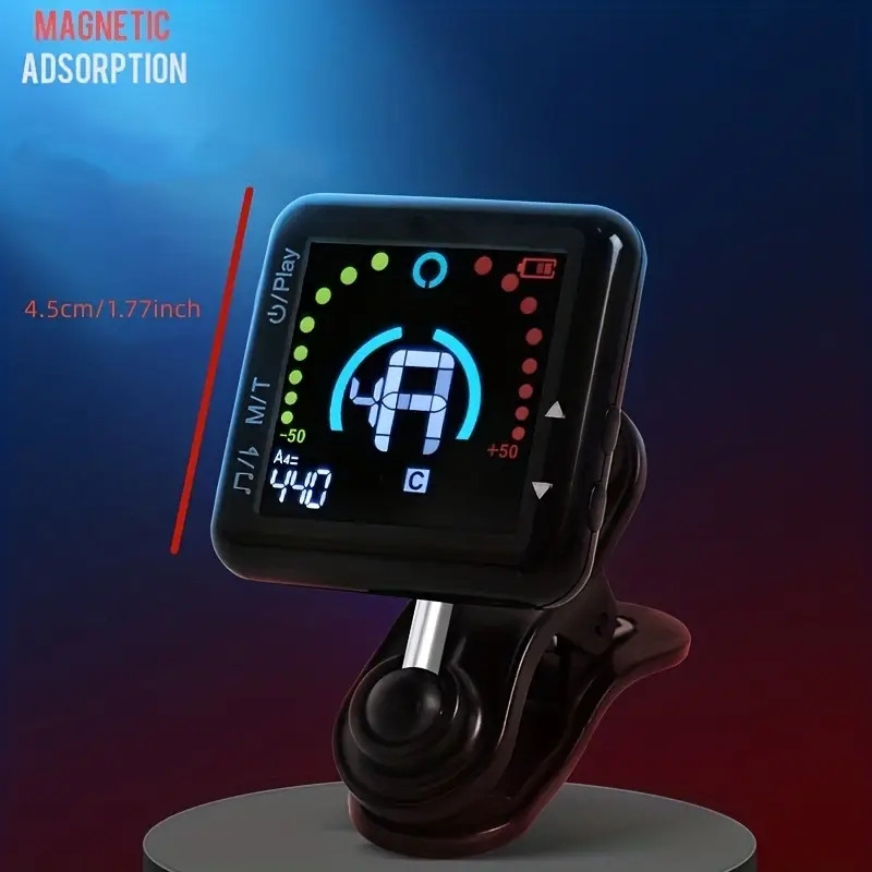 吉他调音器和节拍器，适用于电吉他、贝斯、尤克里里、小提琴 - usb可充电电子音高训练器，音乐练习工具，乐器调音设备，便携式设计，小巧紧凑，耐用结构，精准调音，适合贝斯手、尤克里里音乐人 商品详情 3