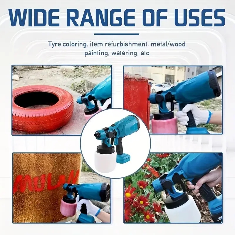 高压电动无气喷漆枪 hvlp 喷涂枪，3种喷涂模式，800ml容量易清洗，适用于家居、家具、橱柜、围栏、墙面、门车修复diy 详情 0