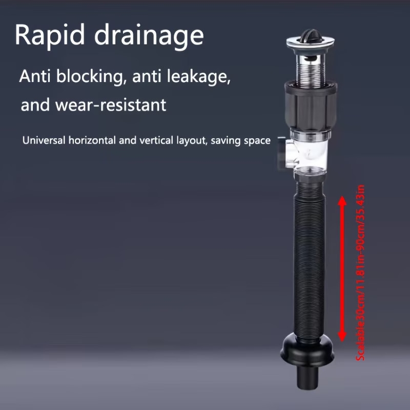 ensemble de pièces de drain - drain rétractable anti-odeur, taille réglable, en plastique, fonctionne électricité - facile à installer, de place, désodorisant, pour et de bain Détails du produit 1