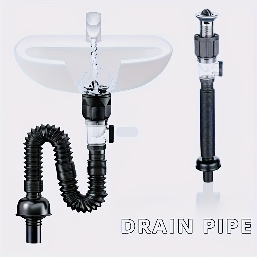 ensemble de pièces de drain - drain rétractable anti-odeur, taille réglable, en plastique, fonctionne électricité - facile à installer, de place, désodorisant, pour et de bain Détails du produit 0