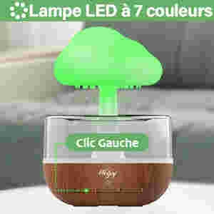 avec dessus vert en forme de champignon sur une base en grain de bois. Comprend 7 options de couleur et un bouton « Clic Gauche »