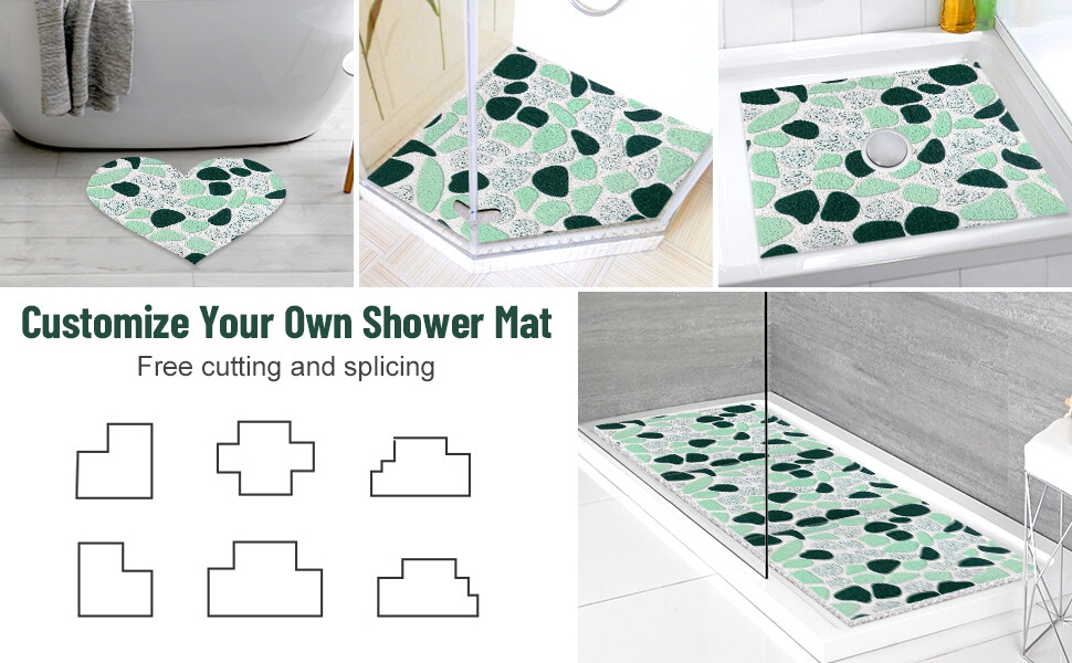Non-Slip Bath Mat Shower Mats for Bath Tub, PVC Loofah Bathroom Mats for Wet Areas, Quick Drying