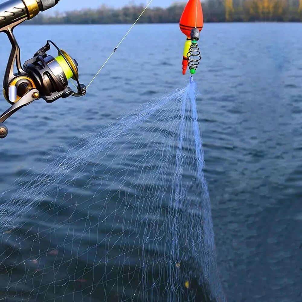 13 Piece Multi-Size Fishing Net Trap with Luminous Beads - Copper Shoal Cast Gill Feeder- Picture 1 Of 6