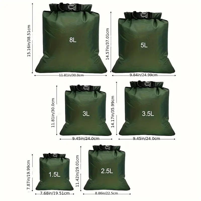 6pcs waterproof dry bag set lightweight large capacity dry bags in 8l 5l 3 5l 3l 2 5l 1 5l organizer storage bags for outdoor hiking camping fishing cycling use details 5
