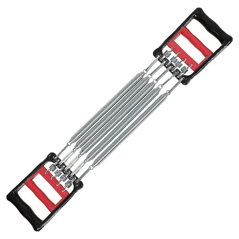 uxcell Extenseur de bras de poitrine, bandes de résistance à ressorts d'exercice réglables, équipement de fitness à domicile pour hommes, comprend 5 ressorts métalliques, 1 pièce pour exercice d'entraînement musculaire à domicile, rouge noir 1 image