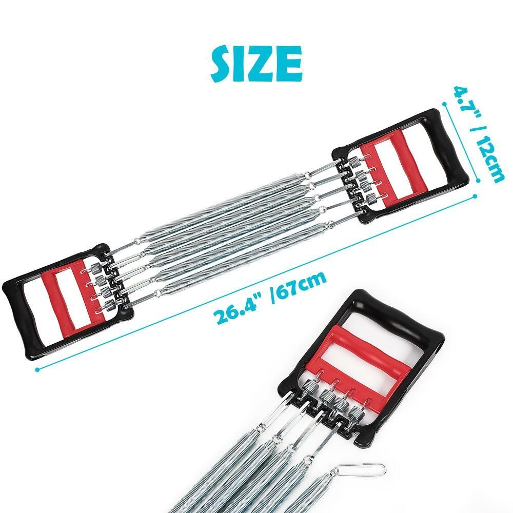 uxcell Extenseur de bras de poitrine, bandes de résistance à ressorts d'exercice réglables, équipement de fitness à domicile pour hommes, comprend 5 ressorts métalliques, 1 pièce pour exercice d'entraînement musculaire à domicile, rouge noir images 5