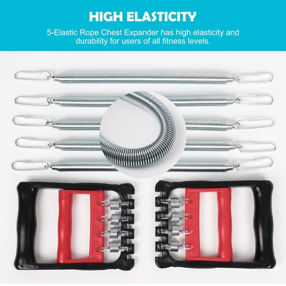 uxcell Extenseur de bras de poitrine, bandes de résistance à ressorts d'exercice réglables, équipement de fitness à domicile pour hommes, comprend 5 ressorts métalliques, 1 pièce pour exercice d'entraînement musculaire à domicile, rouge noir images 6