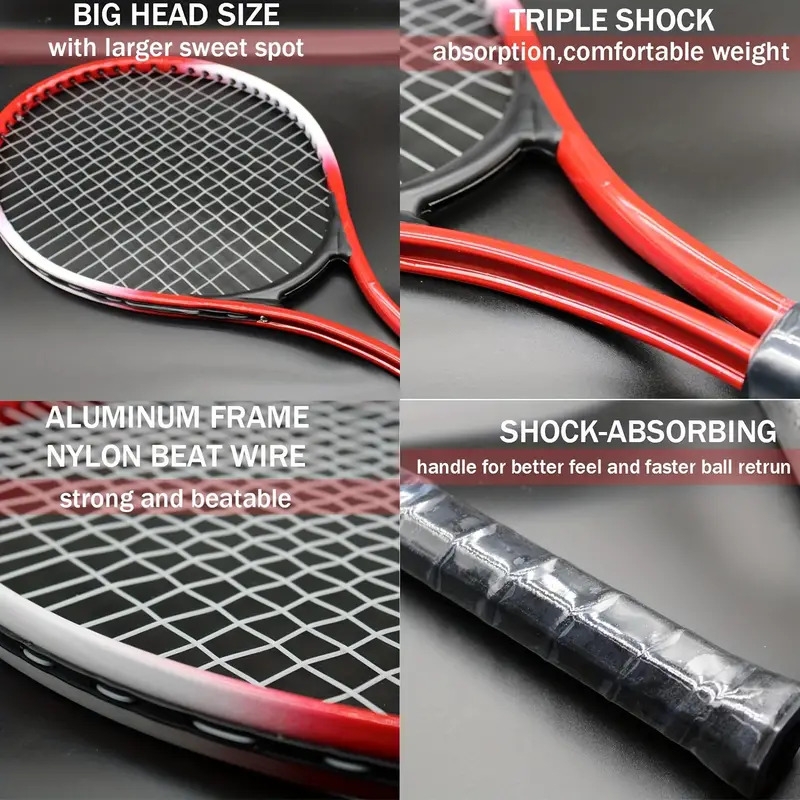 tennis rackets for youth 2 players recreational tennis racquet set for beginners and professional with 4 tennis balls 3 overgrips 1 tennis bag 2