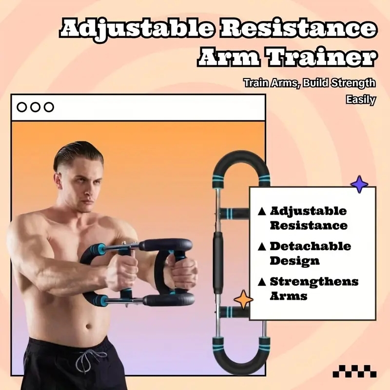 u型手臂训练器，可拆卸便携式弹簧阻力，适用于胸肌、前臂、三头肌、大腿内收及肩部肌肉锻炼，双重调节，家用健身 商品详情 3