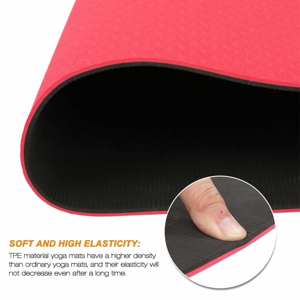 6mm Yoga Mat, TPE Non-Slip Thick Yoga mats for Women Workout Exercise Mat, Fitness Mat for Training, Yoga, Exercise, Red