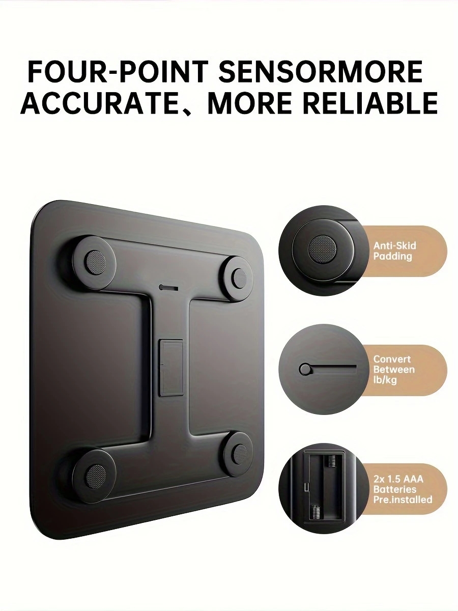 体重秤电子秤，396磅数位浴室秤，高精度体重秤，带液晶高清显示屏和温度显示（可切换kg和磅），超宽平台，高精度电子称重 详情 9