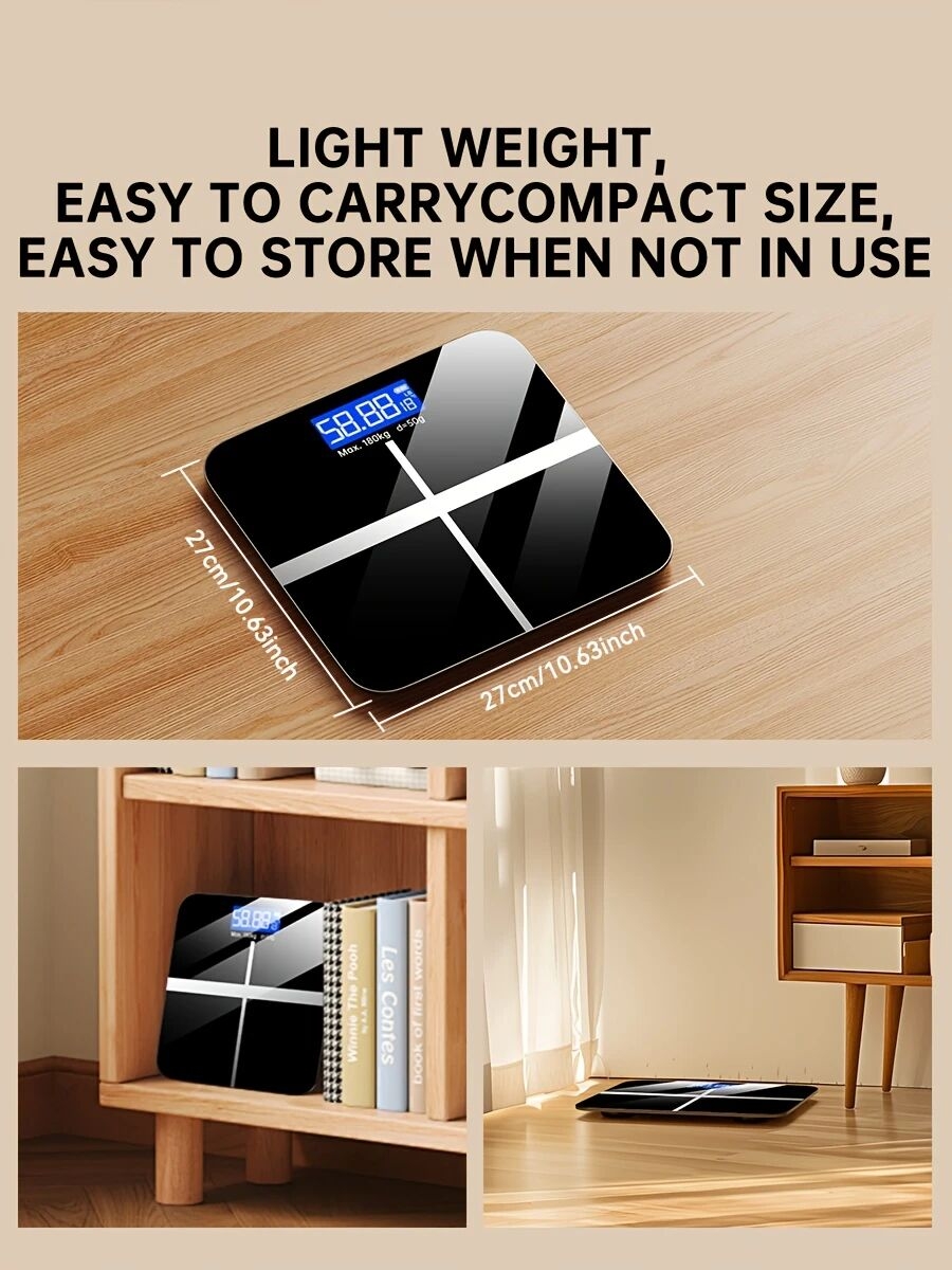 体重秤电子秤，396磅数位浴室秤，高精度体重秤，带液晶高清显示屏和温度显示（可切换kg和磅），超宽平台，高精度电子称重 详情 10