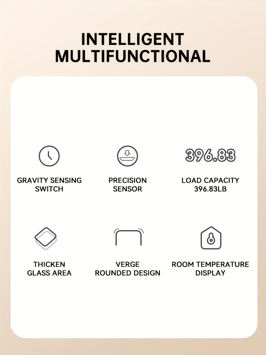 体重秤电子秤，396磅数位浴室秤，高精度体重秤，带液晶高清显示屏和温度显示（可切换kg和磅），超宽平台，高精度电子称重 详情 1