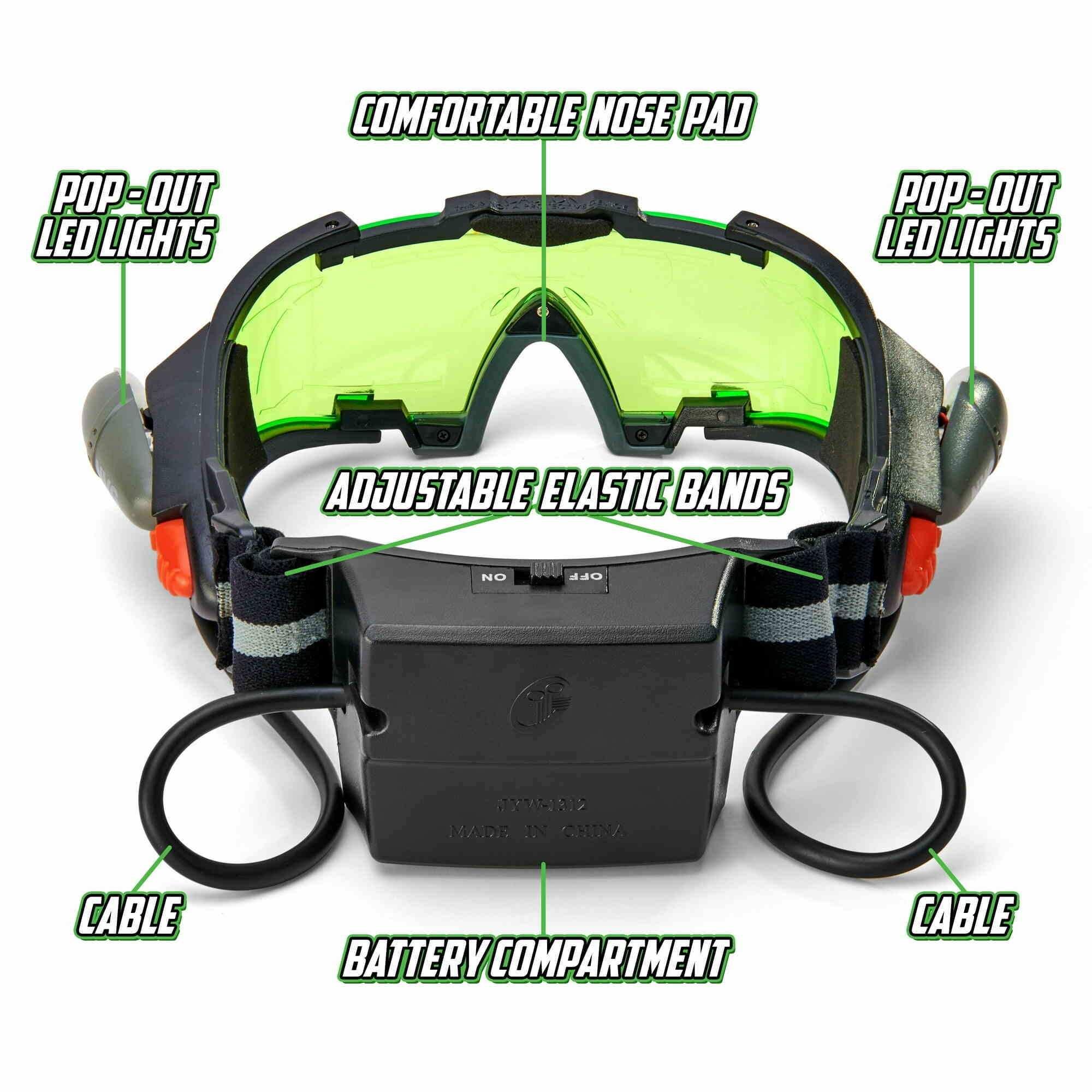 Sticky Lil Fingers Light-up Spy Goggles - Spy Gear for Kids - Play Secret Agent with Protective Adjustable Eyewear Toy that Lights Up in the Dark Plus Invisible Ink Pen Great Gift for Boys and Girls