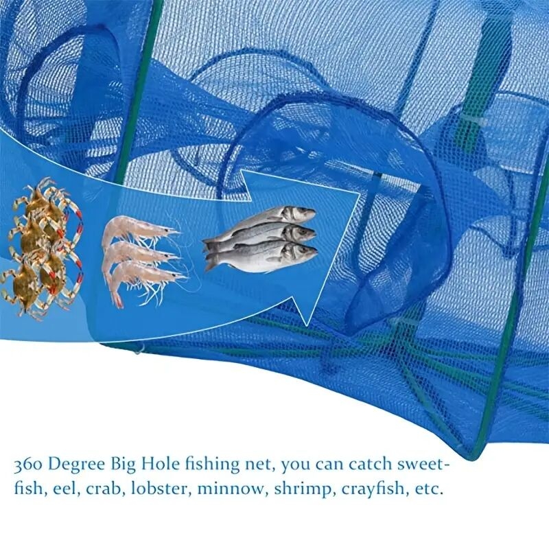with this portable foldable nylon mesh fishing net   shrimp crab and lobster 2