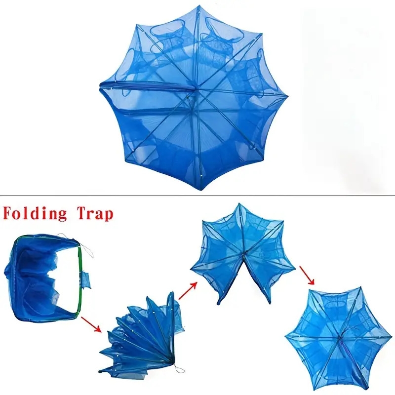 with this portable foldable nylon mesh fishing net   shrimp crab and lobster 5