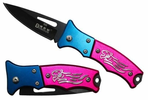 Couteau de poche rose/bleu 15 cm