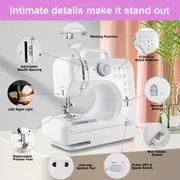 portable electric sewing   with 12 stitches patterns adjustable speed overlock multifunctional home sewing machine parents beginners hobbyists lightweight     repair diy crafting details 2