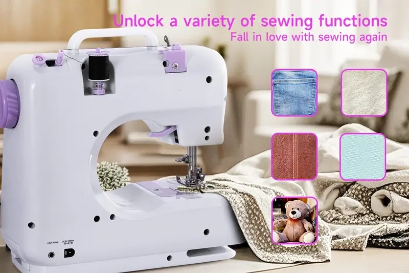 portable electric sewing   with 12 stitches patterns adjustable speed overlock multifunctional home sewing machine parents beginners hobbyists lightweight     repair diy crafting details 3