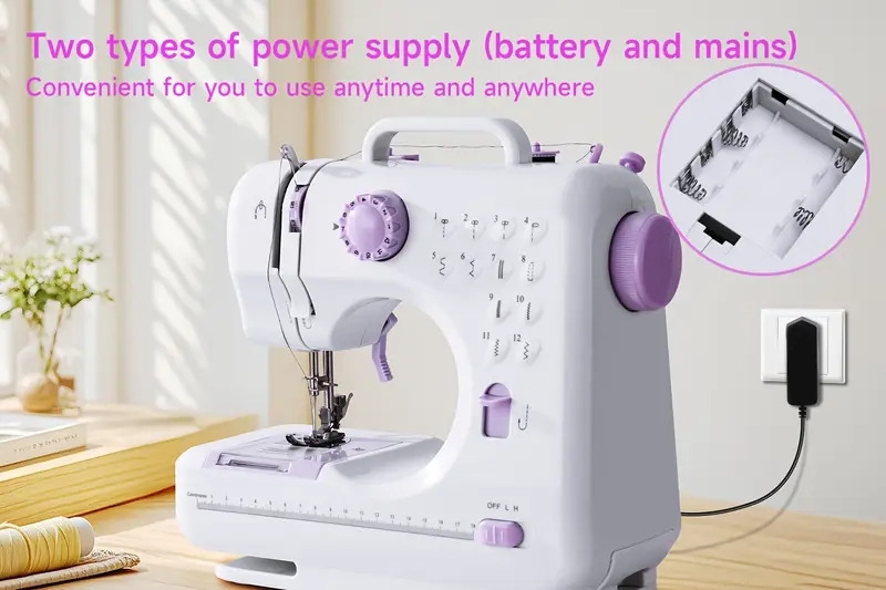 portable electric sewing   with 12 stitches patterns adjustable speed overlock multifunctional home sewing machine parents beginners hobbyists lightweight     repair diy crafting details 5