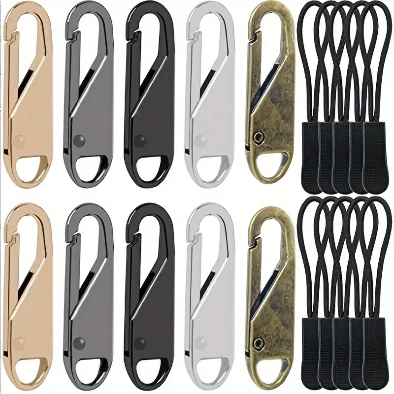 20pcs zipper pull replacement with 10 extension cords detachable zipper pull tabs for luggage clothing jackets backpacks boots purse handbag coat 0