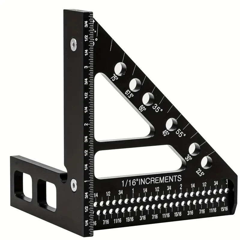 精密 45/90 度铝合金多角度测量尺 - 高准确性木工方弯度仪，带有清晰的刻度标记，耐用的金属结构，适用于工程师和木匠 1
