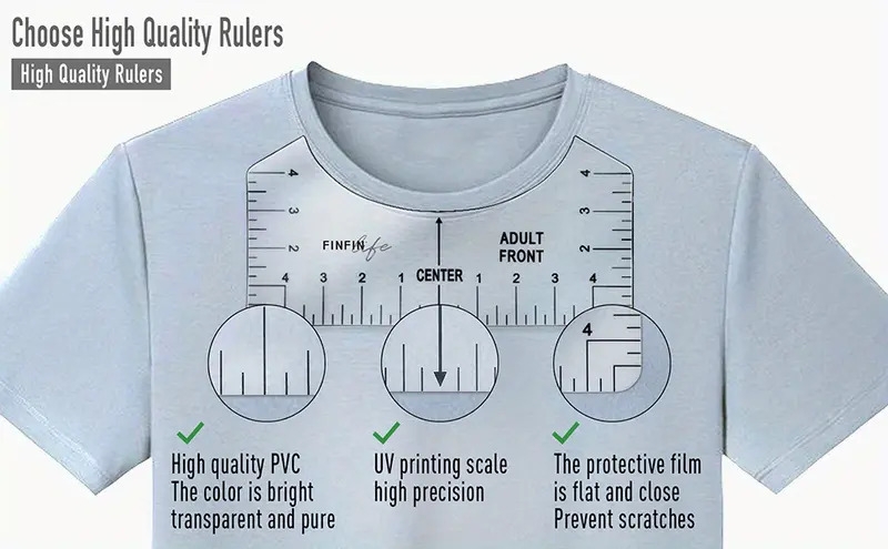 8pcs t shirt ruler guide perfectly   vinyl designs for heat press sublimation Product details 3