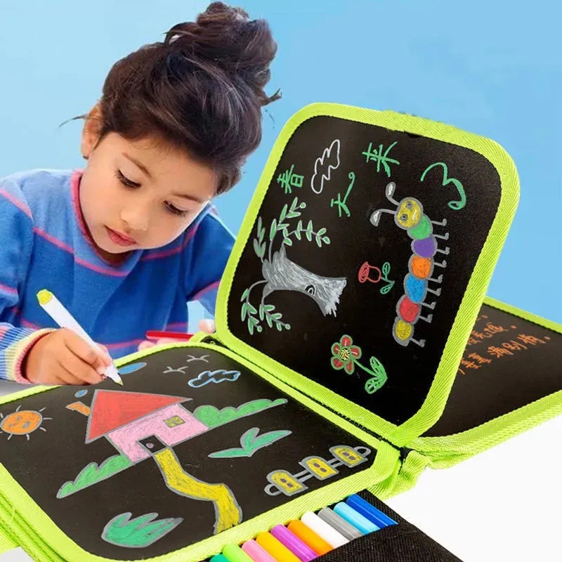 wholesale Childrens Chalkboard Easel Set: Portable Erasable Drawing Board with Magic Pen, Chalk, and Coloring Book - Lightweight for Daily Use
