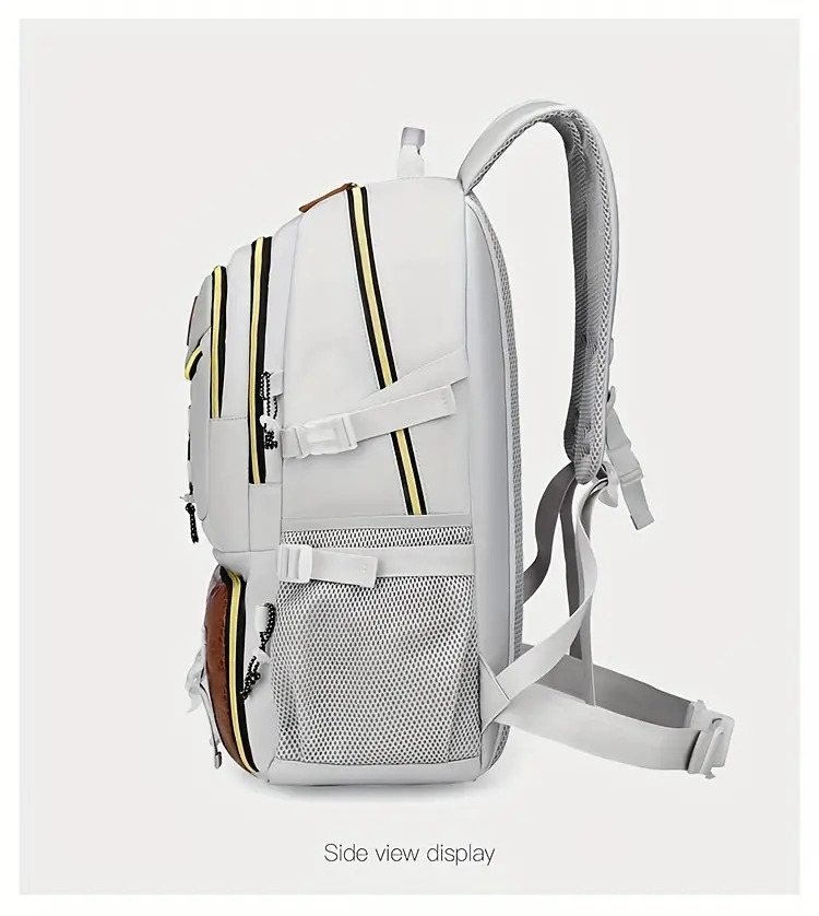 mens fashionable multi functional backpack durable nylon crocodile   large capacity suitable for laptop travel school and work white and brown two color model   for relatives   travel backpack details 14