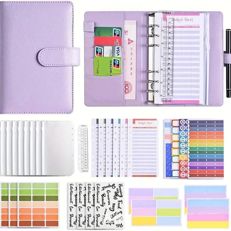 1pc Envelope Challenge Binder, Budget Binder With Zipper Envelopes, Savings Challenge Laminated Cash Envelope Insert A6 Budget Binder, Budgeting Money Organizer