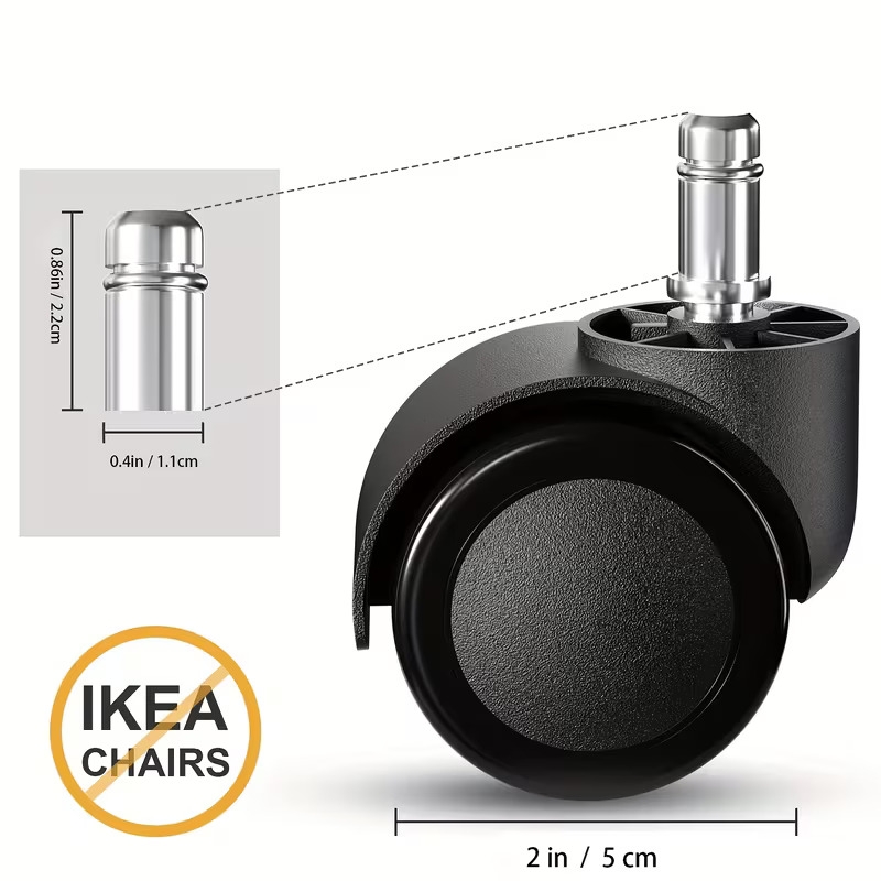 5pcs office chair wheels replacement 2 inch office chair casters computer desk chair mute rotating rubber wheels for wood floors and carpet Product details 0