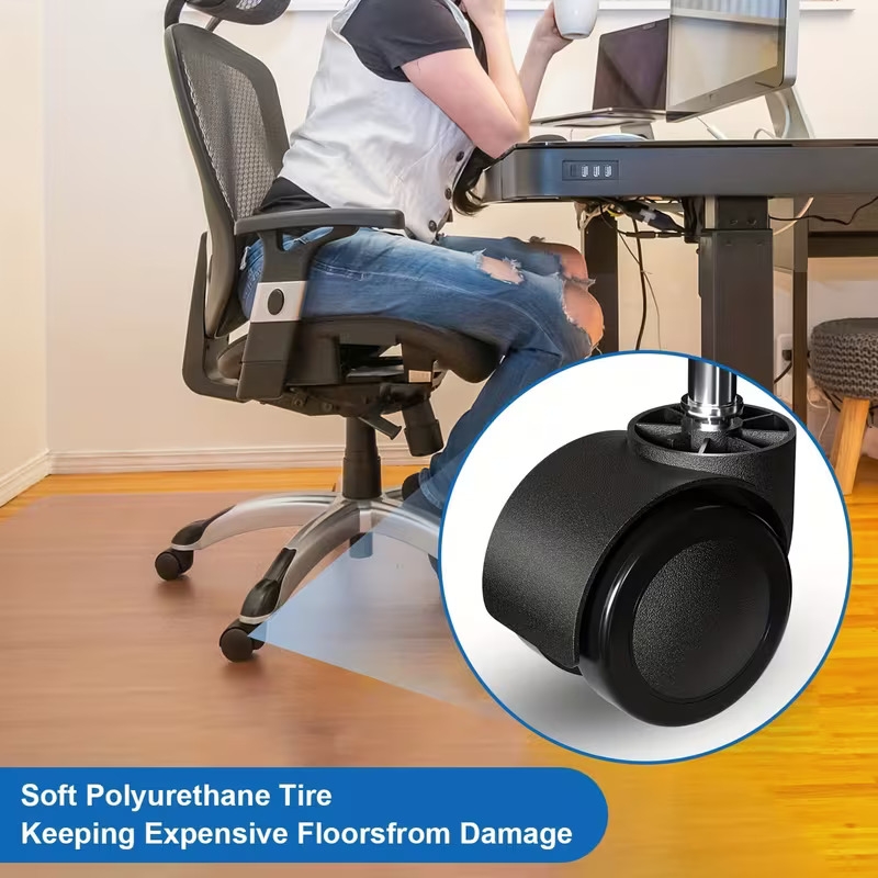 5pcs office chair wheels replacement 2 inch office chair casters computer desk chair mute rotating rubber wheels for wood floors and carpet Product details 3