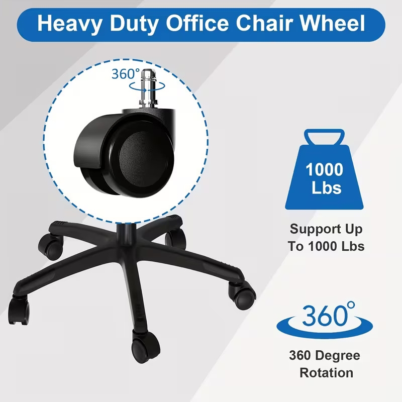 5pcs office chair wheels replacement 2 inch office chair casters computer desk chair mute rotating rubber wheels for wood floors and carpet Product details 1