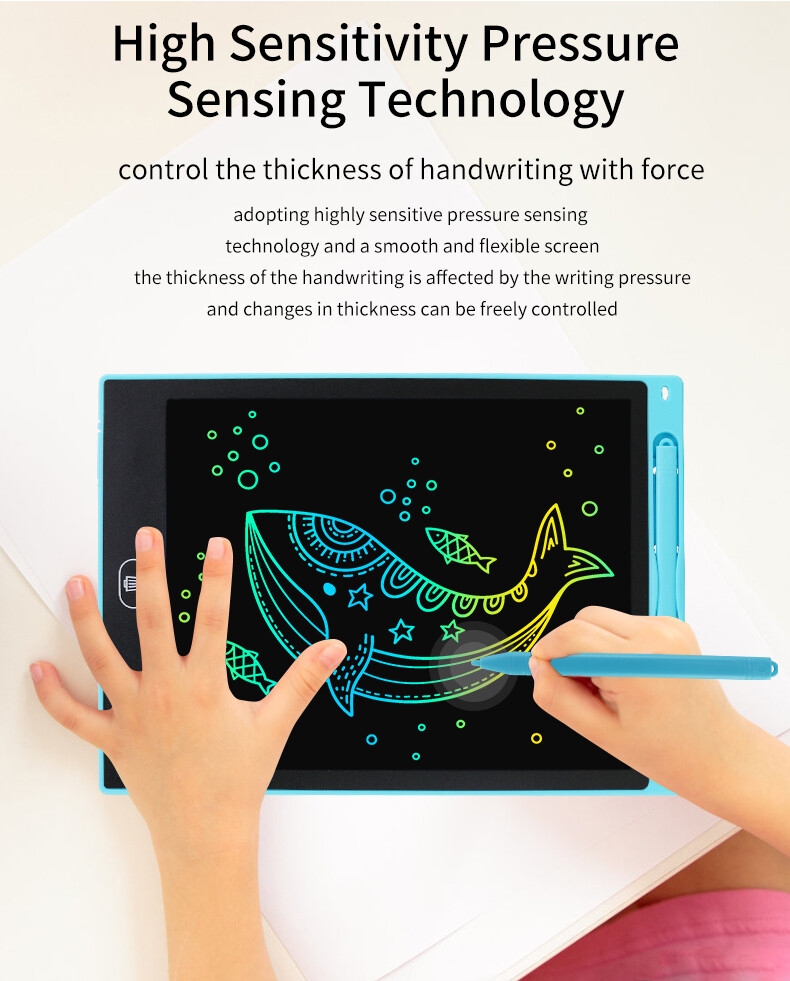 Tablette à dessin électronique numérique couleur pour enfants, écran LCD effaçable, 8,5, 10 ou 12 pouces.