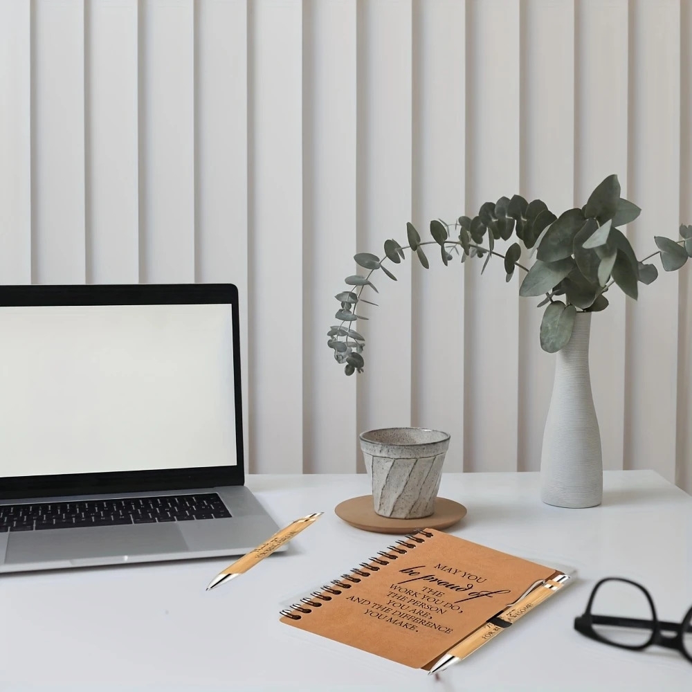 10sets employee appreciation gifts employee appreciation notebook with ballpoint pen mini spiral inspiration notebook thank you bulk christmas gift for employee coworker teacher brown details 2