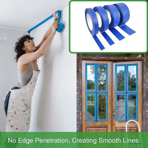 EDSRDRUS Blue Painter's Tape 0.7 inch x 60 Yards, 3 Rolls Multi-Surfaces Masking Tape, Sharp Lines, 30 Day Clean Release, Wall Painting Tape for House Decoration