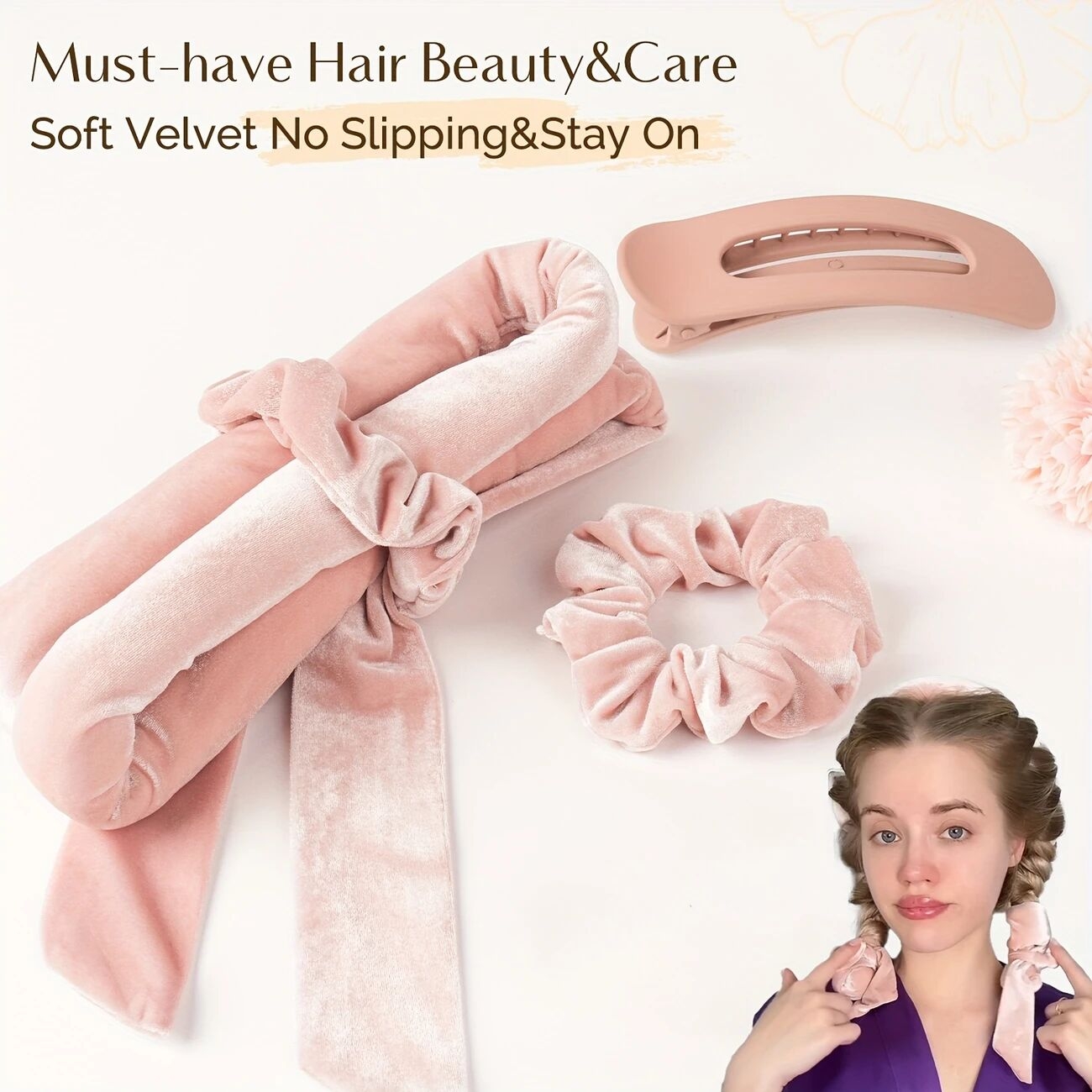 5件套无热卷发器&豪华缎面睡帽 | 春夏季防毛躁海浪,适合所有发型的夜间护理卷发套装 | 高级母亲节礼盒含丝绒直发棒及配饰 详情 9