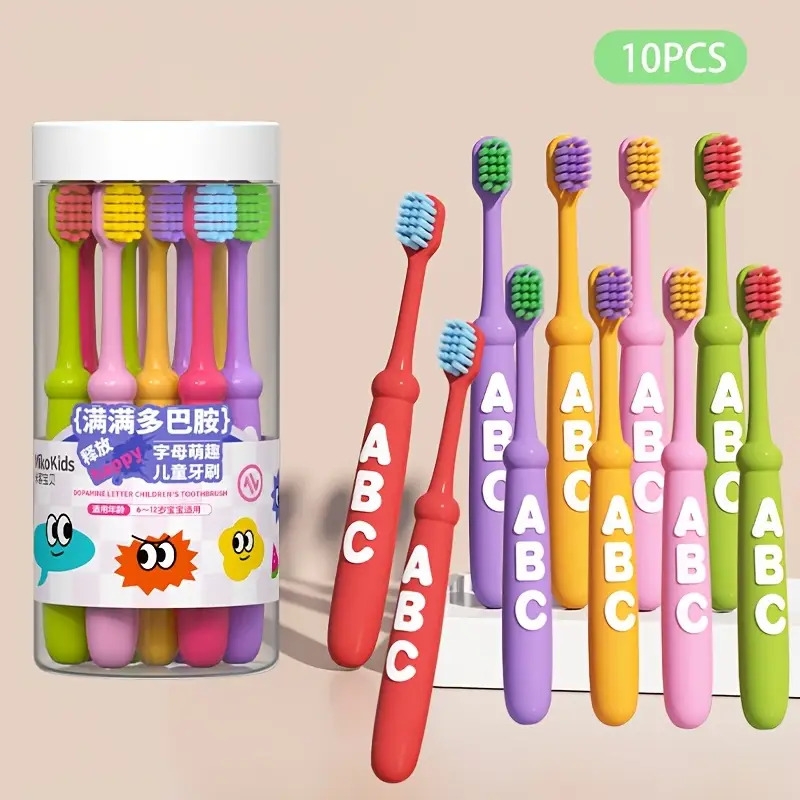 soft bristle toothbrush suitable for kids aged 3 12 neutral oral care for and toddlers manual toothbrush for children   in dopamine colors   purple green yellow perfect gifts for christmas and halloween 0