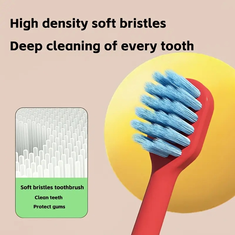soft bristle toothbrush suitable for kids aged 3 12 neutral oral care for and toddlers manual toothbrush for children   in dopamine colors   purple green yellow perfect gifts for christmas and halloween details 3