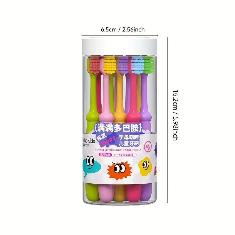 soft bristle toothbrush suitable for kids aged 3 12 neutral oral care for and toddlers manual toothbrush for children   in dopamine colors   purple green yellow perfect gifts for christmas and halloween details 7