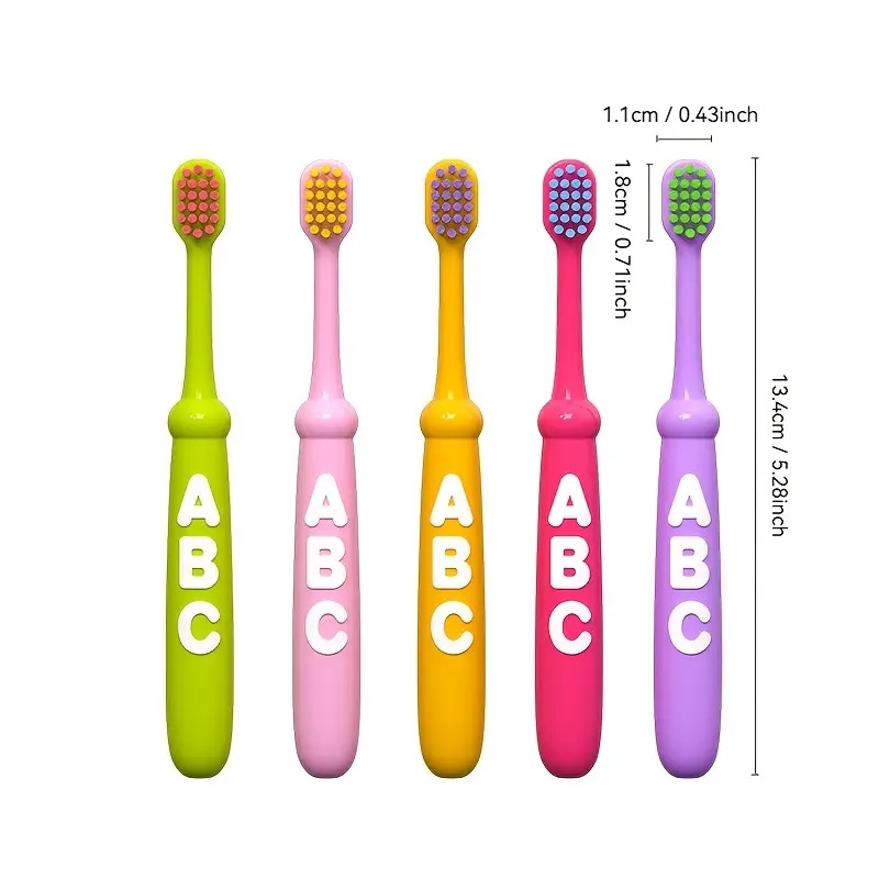 soft bristle toothbrush suitable for kids aged 3 12 neutral oral care for and toddlers manual toothbrush for children   in dopamine colors   purple green yellow perfect gifts for christmas and halloween details 8
