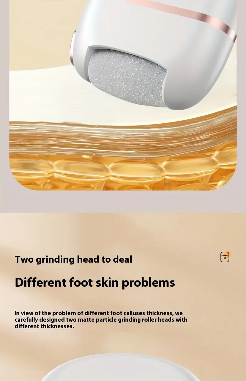 1pc rechargeable electric foot grinder three replaceable grinding heads thickness grinding heads for thick leather polishing usb charging portable and   cracked dry skin care details 5